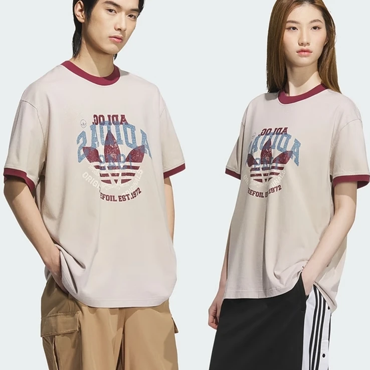 【滔搏联动】Adidas阿迪三叶草25夏男女发售款复古大标短袖KC0288