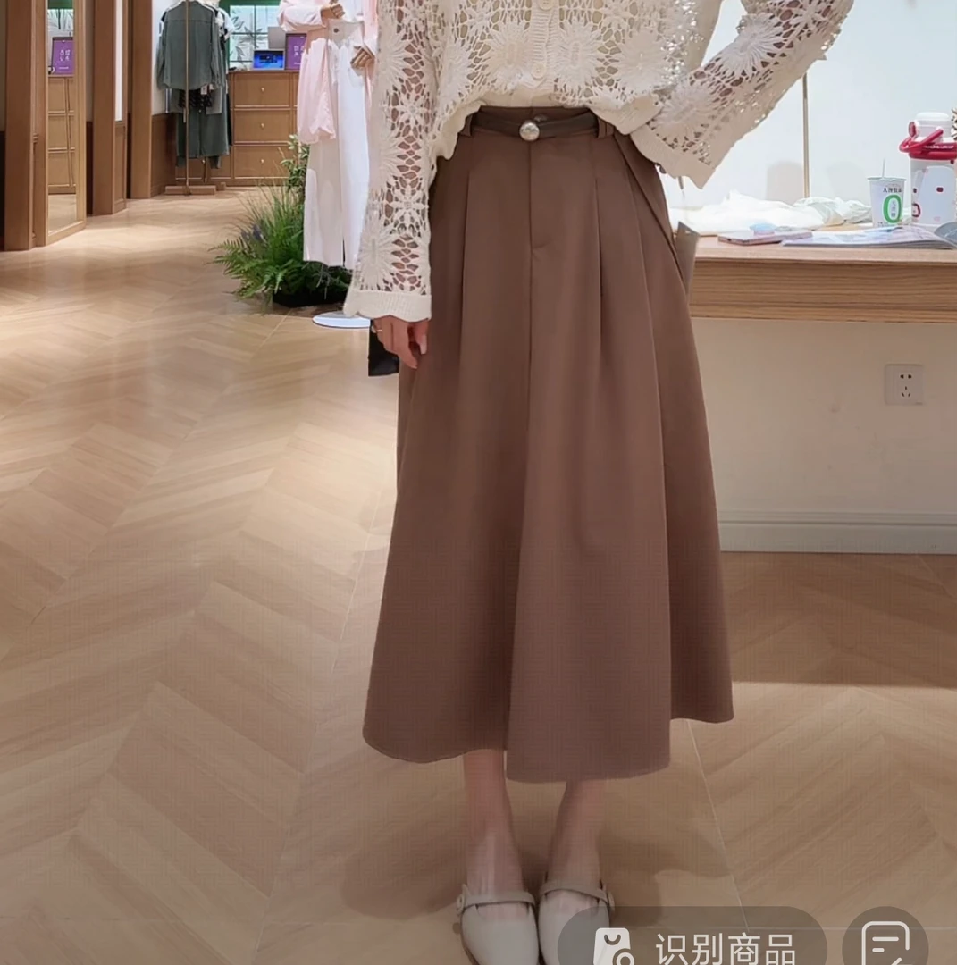 朵以2025高腰a字半身裙西装裙长裙39DQ623051