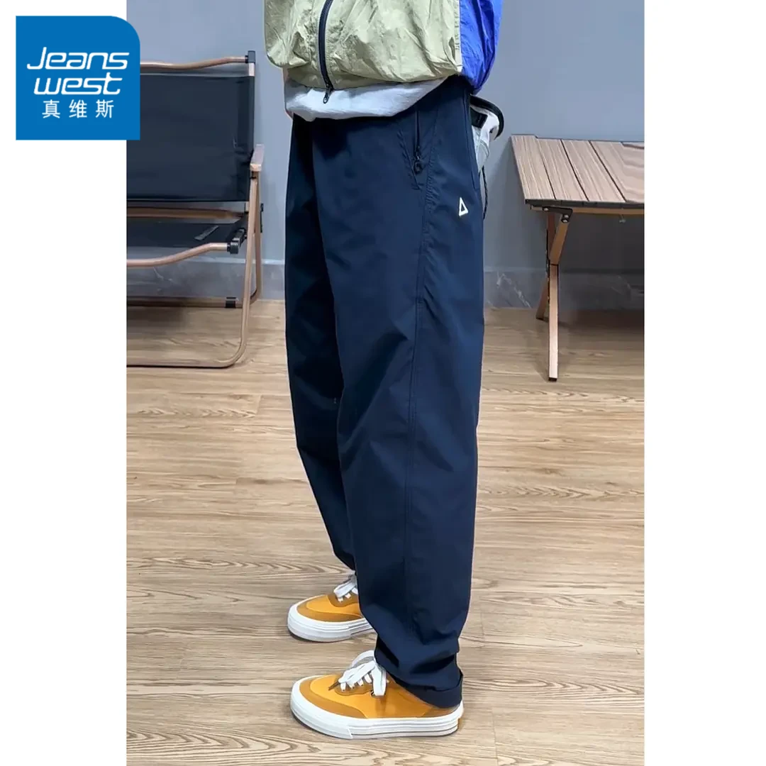 真维斯美式工装长裤男女同款休闲裤机能小三角白标宽松锥形休闲裤