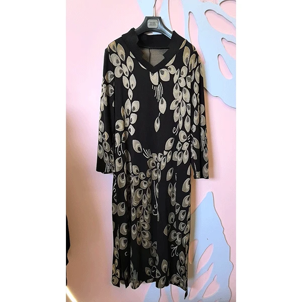 72818 时尚经气质复古中长款女士连衣裙