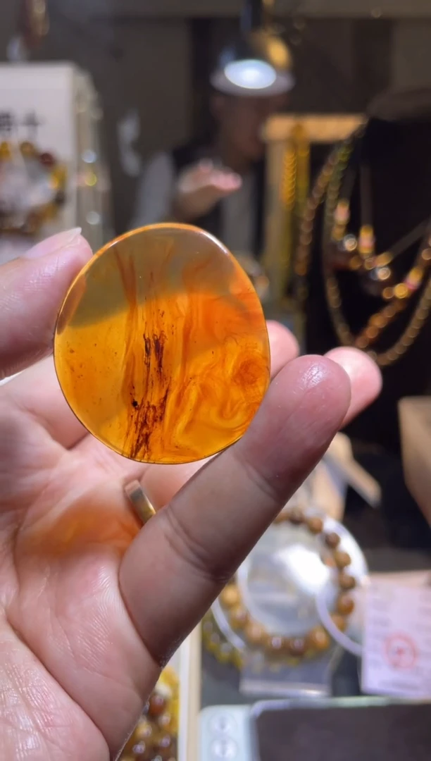 裸石琥珀未镶嵌灵草珀 小刮板