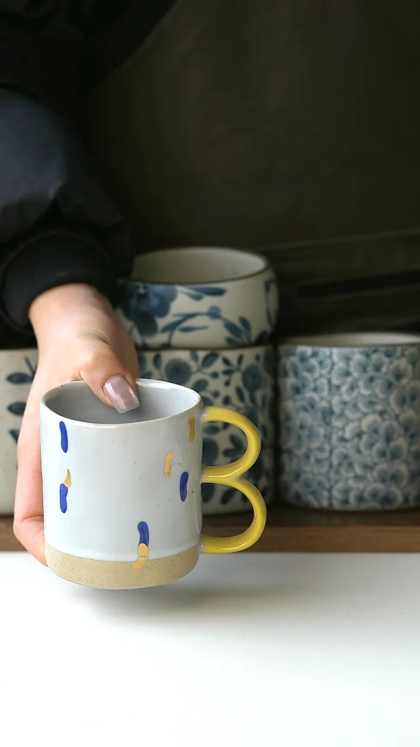 【闪购商品】陶瓷076粗陶浮雕马克杯微瑕@4-2@