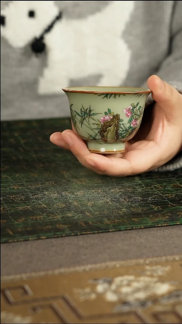 善窑厂汝窑粉彩花神杯