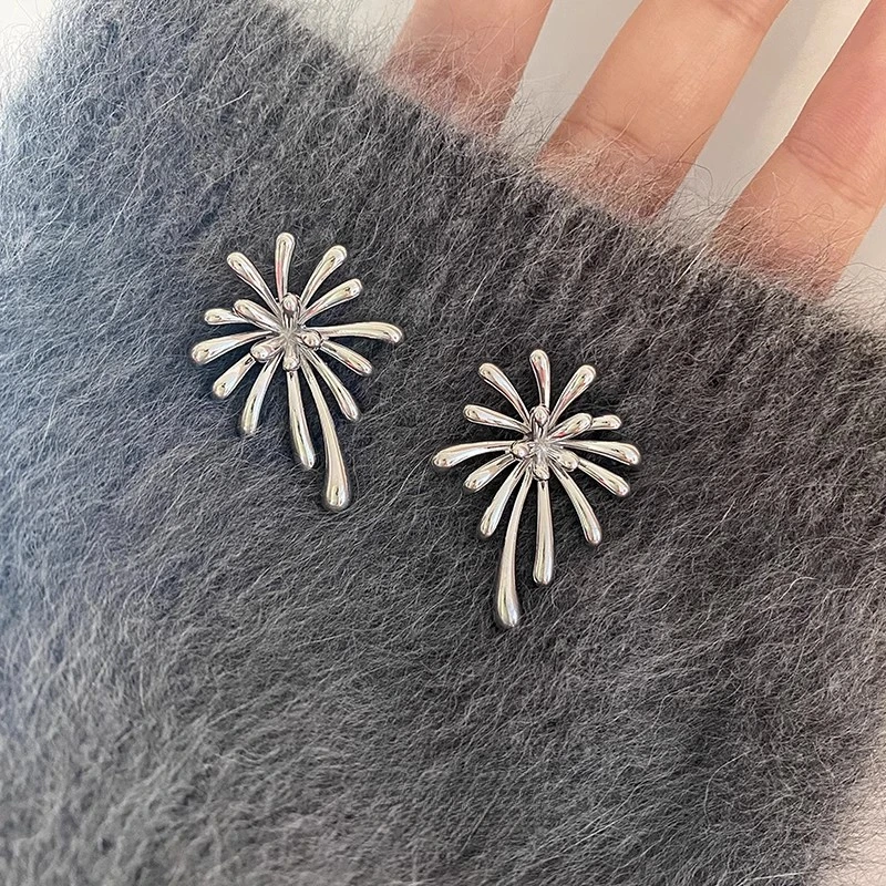 清冷烟火s925银针烟花耳环造型小众冷淡风独特设计感耳钉2025新款
