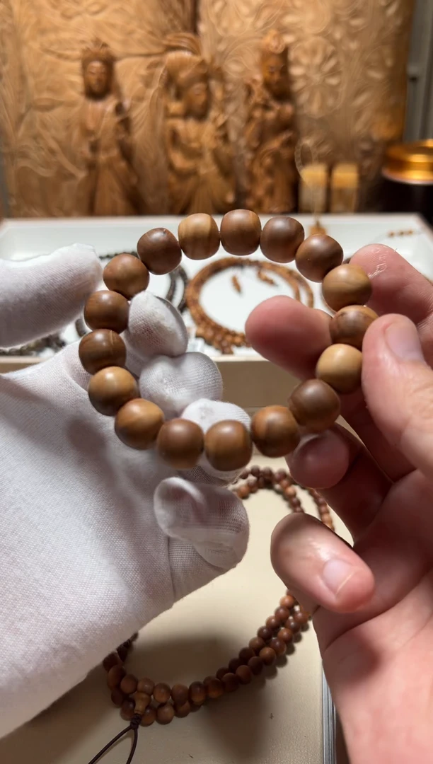 檀香木手串/手链瑕疵横纹12x13黑肉