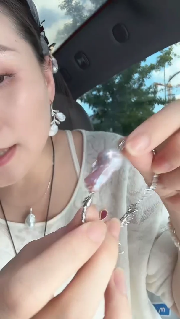 合金手镯淡水珍珠粉紫色巴洛克手镯