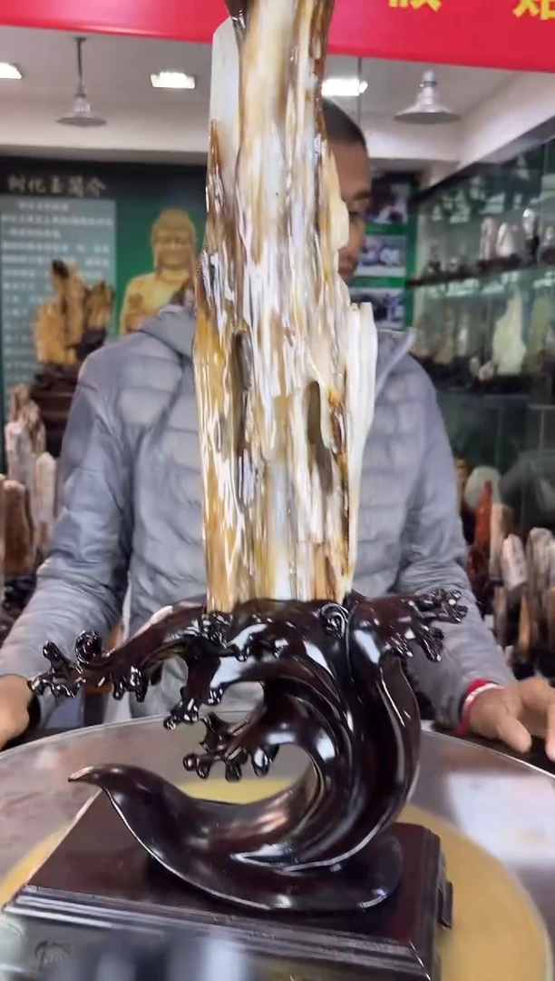 缅甸天然树化玉摆件