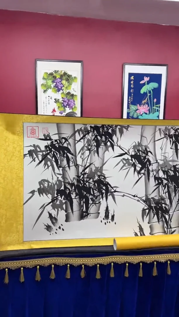 国画刘贵显《竹报平安》
