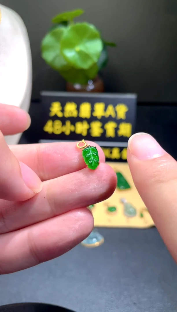 颈饰18K金镶嵌翡翠翡翠A货