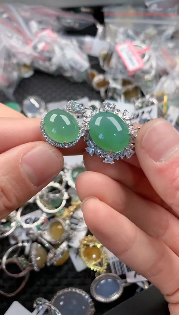 银S925镶嵌戒指翡翠555----2