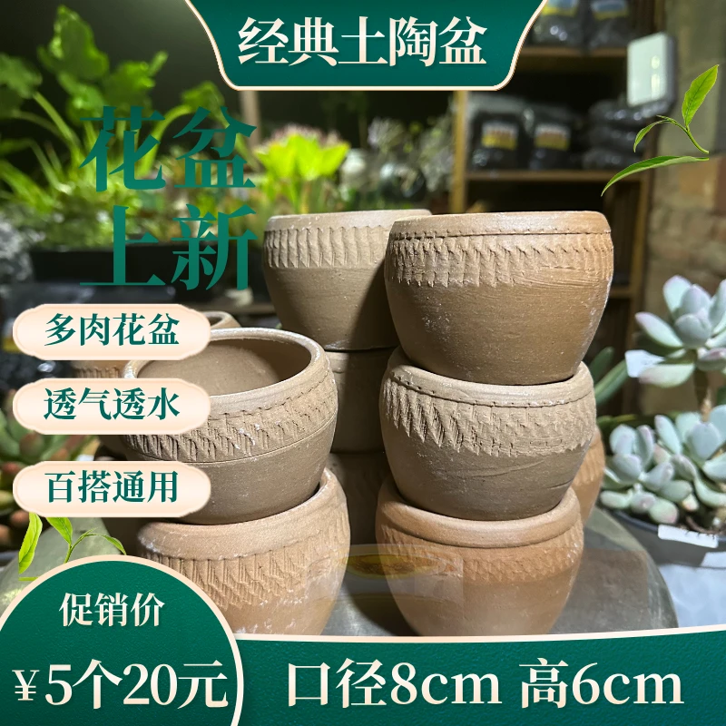 百搭通用简约粗陶透气透水不闷根经典多肉花盆 耐用实惠好用好看
