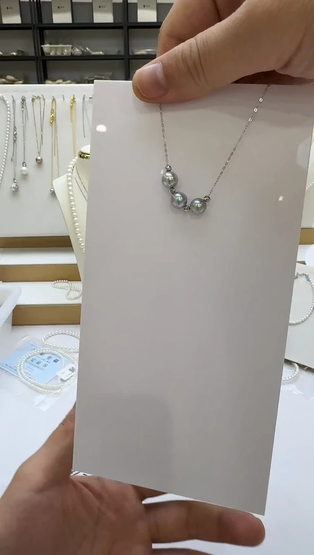 海水珍珠银S925镶嵌吊坠(赠链)7-8mm 微笑链