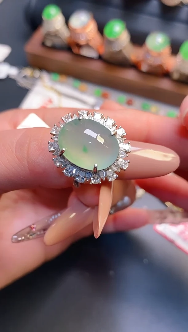 银S925镶嵌戒指翡翠天然