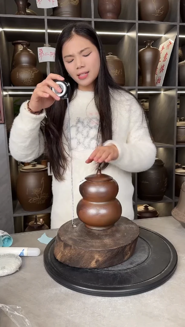 【闪购商品】罐本陶手作坭兴陶柴烧八两装葫芦罐（瑕疵翘盖