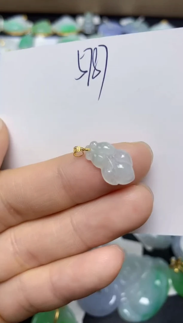 【闪购商品】翡翠挂件18K金镶嵌 天然翡翠A货