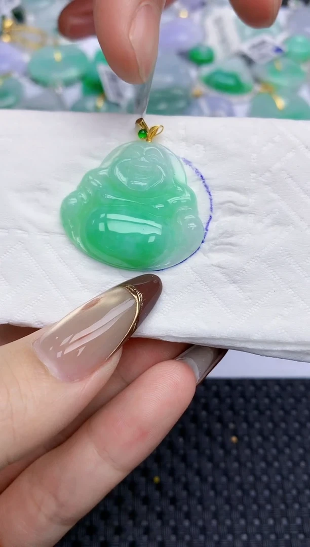 颈饰18K金镶嵌翡翠149   天然翡翠A货  百元以上9米证书费自理