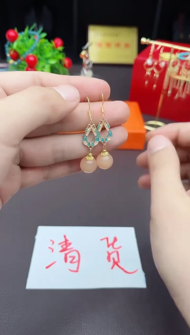 【闪购商品】玛瑙/玉髓耳钉银S925镶嵌305000