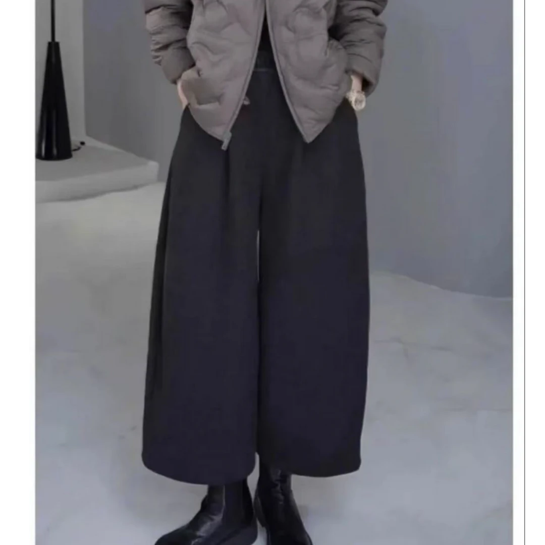 【1花苞阔腿裤】时尚高级感九分毛呢裤冬季松紧高腰显瘦加厚休闲裤