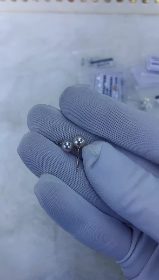 银S925镶嵌饰品海水珍珠5-6真多麻色素钉定制·银针