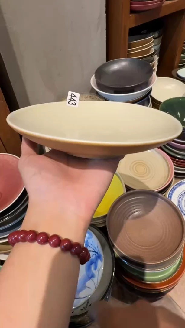 陶瓷443微瑕酷金双色盘菜盘