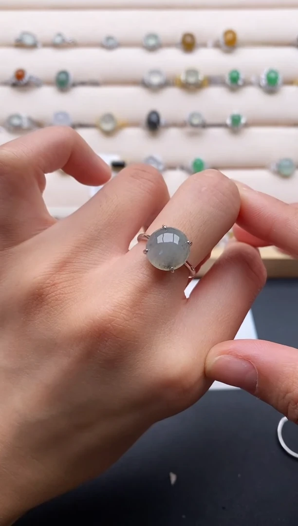 银S925镶嵌戒指翡翠22222222+2