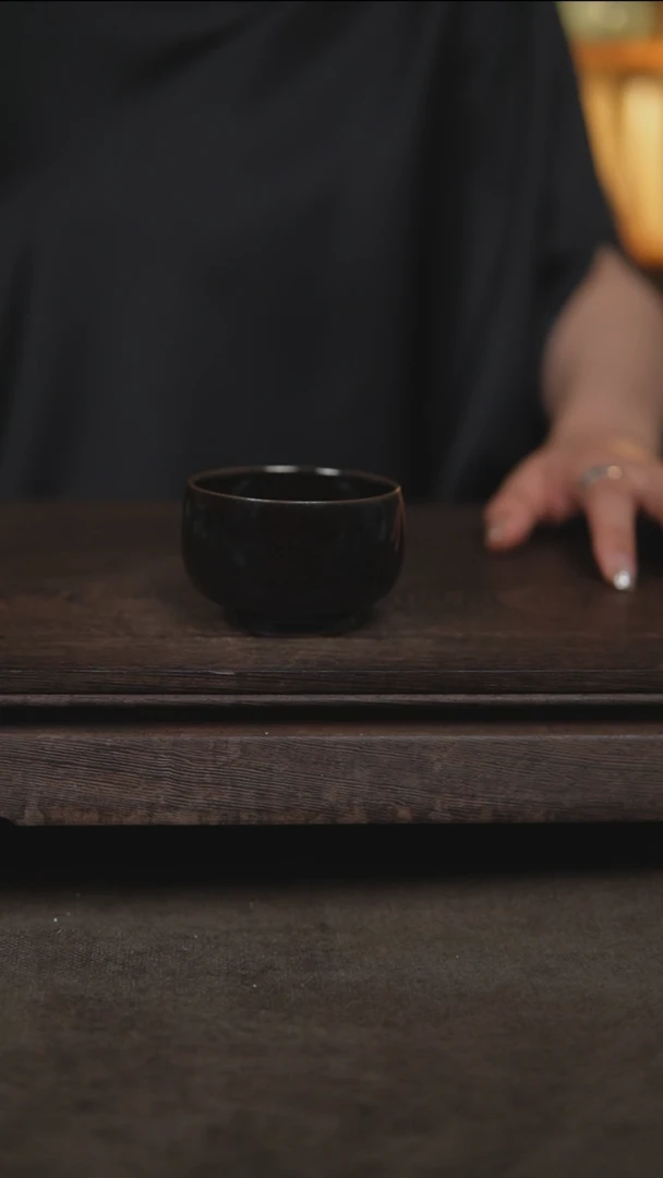 杯玫瑰黑金釉全手工罗汉杯