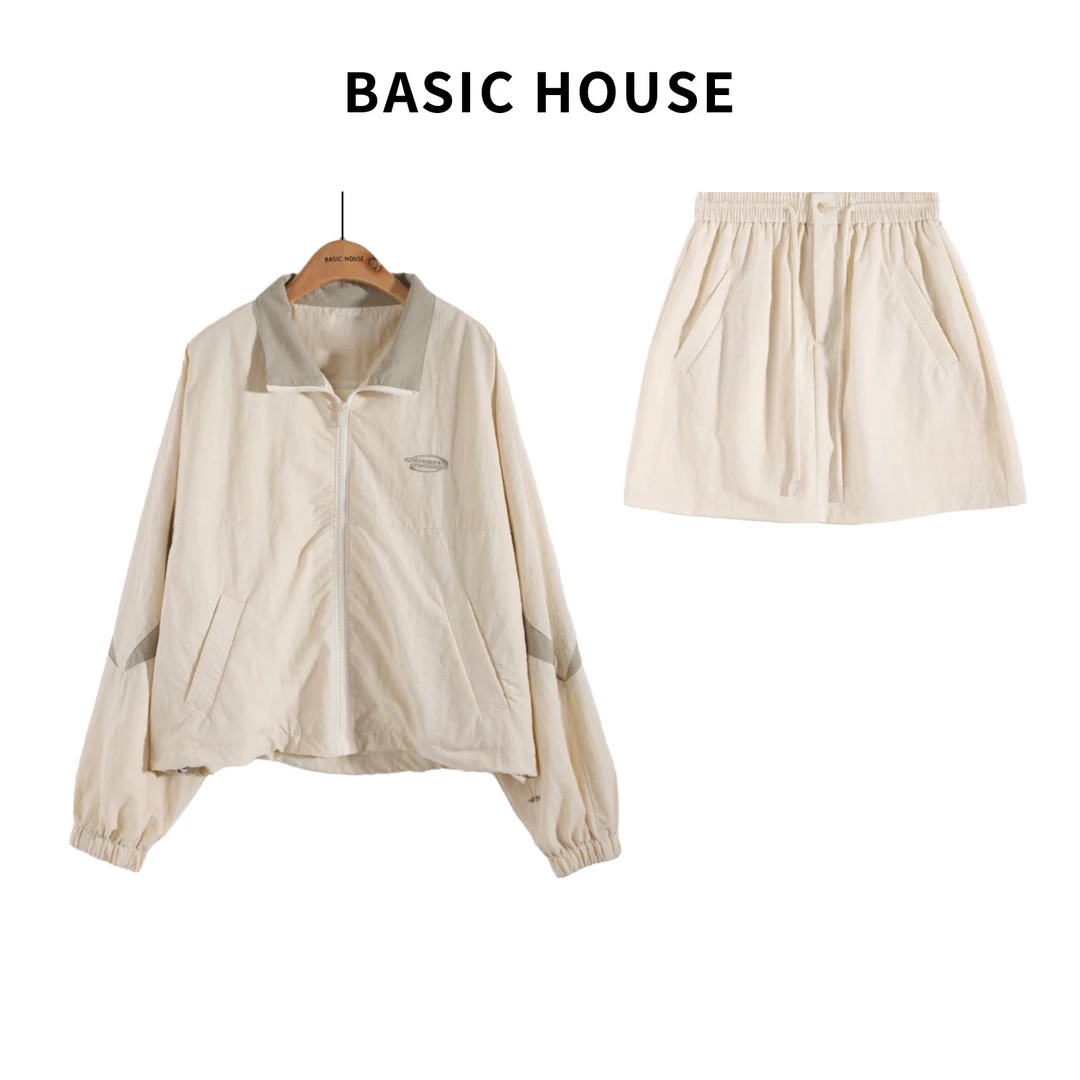 Basic House/百家好A女士休闲百搭连帽宽松运动风套装B1385B5GZ12
