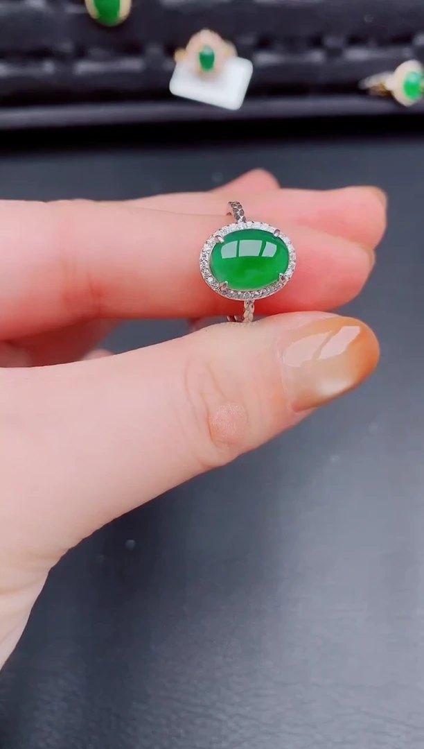 【闪购商品】翡翠戒指银S925镶嵌天然a货翡翠228