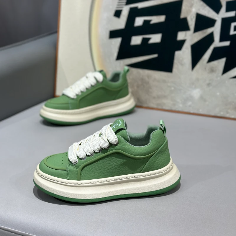 欧洲站男鞋秋季复古皮鞋运动休闲鞋厚底增高板鞋男士韩版百搭潮鞋