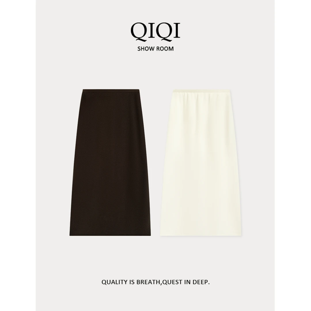 QiQi 「优雅冬季」山羊绒混纺半身裙