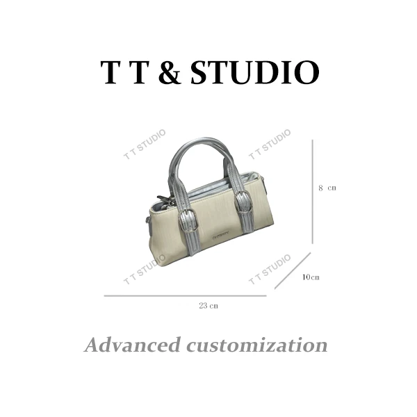 【TT Studio】SK-92716-米白/银 RAIN.CUN简约腋下斜跨轻奢女包