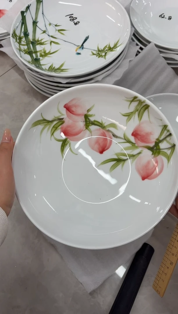 瓷片景德镇高温陶瓷食品级手绘釉中彩-10寸大汤盘