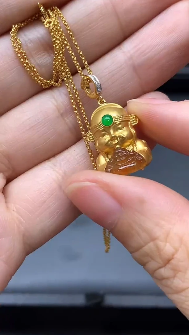 颈饰18K金镶嵌翡翠636-中国好珍宝