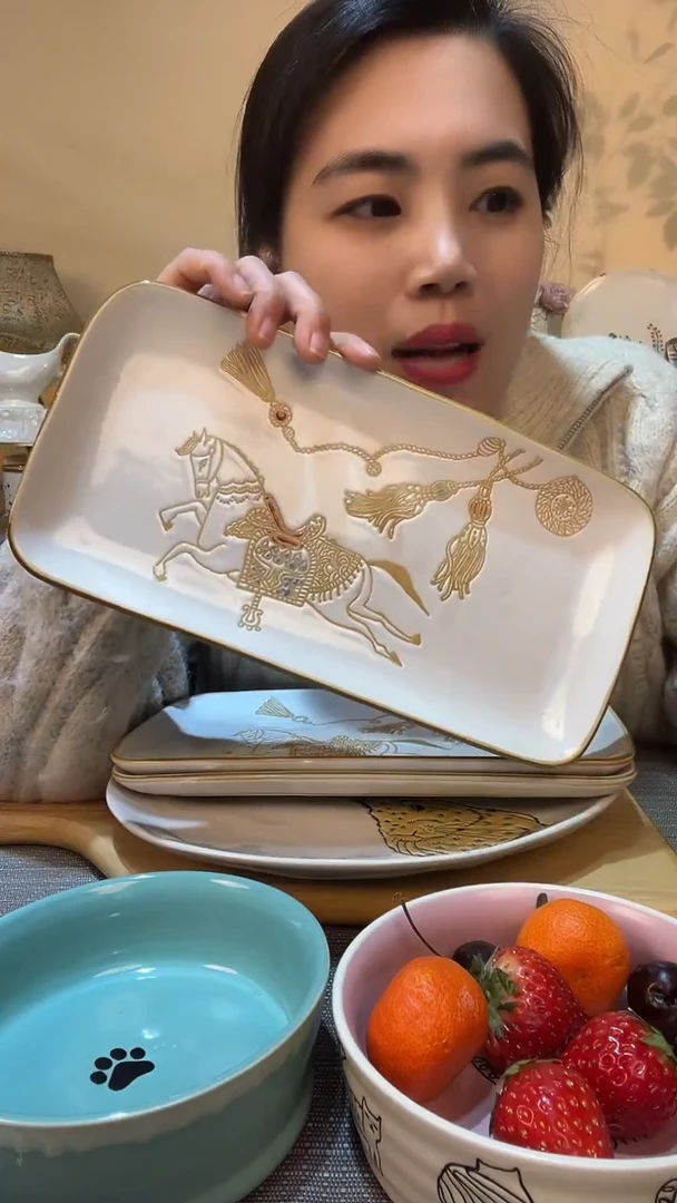 【闪购商品】瓷片11英寸长盘 微瑕介意勿拍