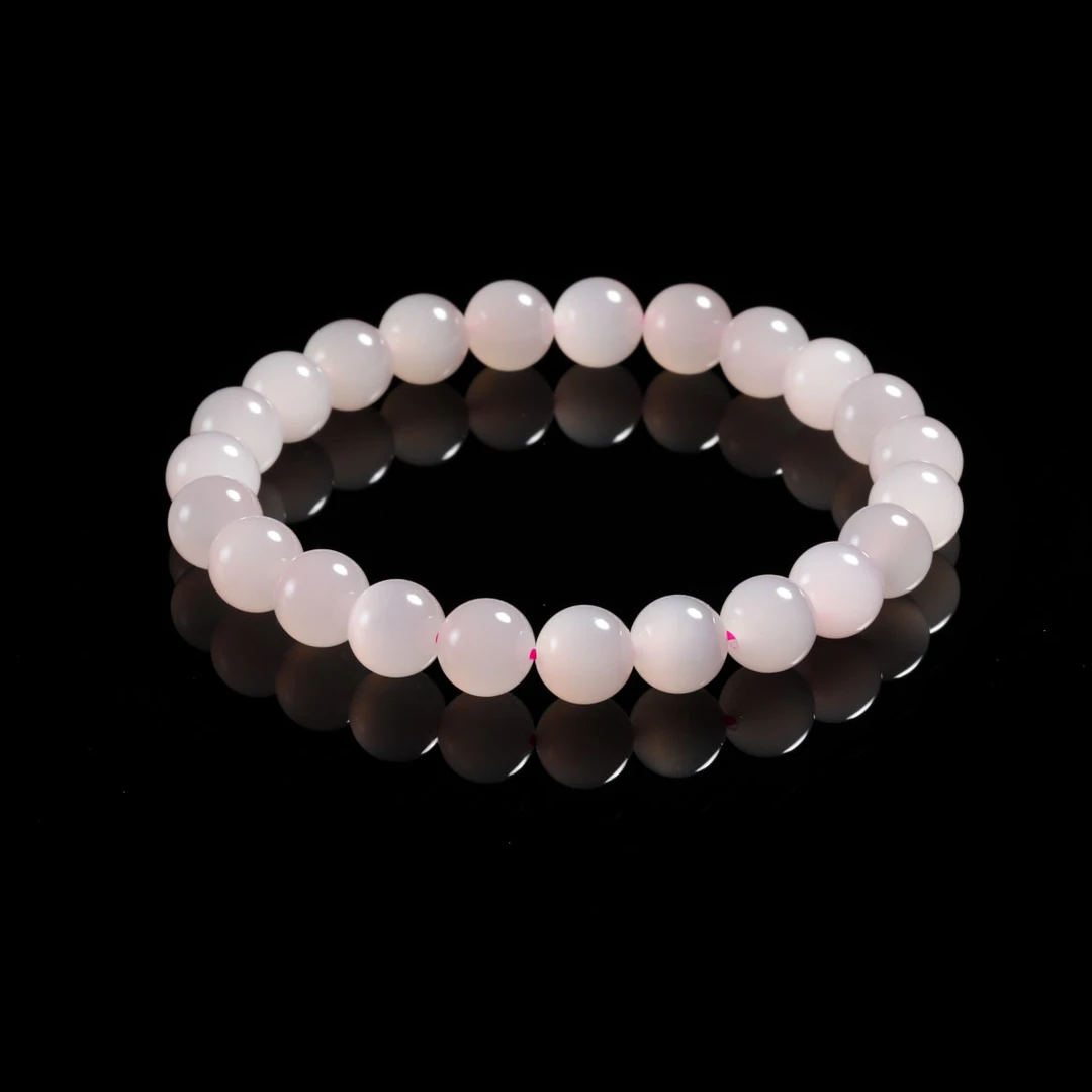 【意婵】《如幻境》天然高品高冰猫眼和田玉藕粉单圈手串-910488