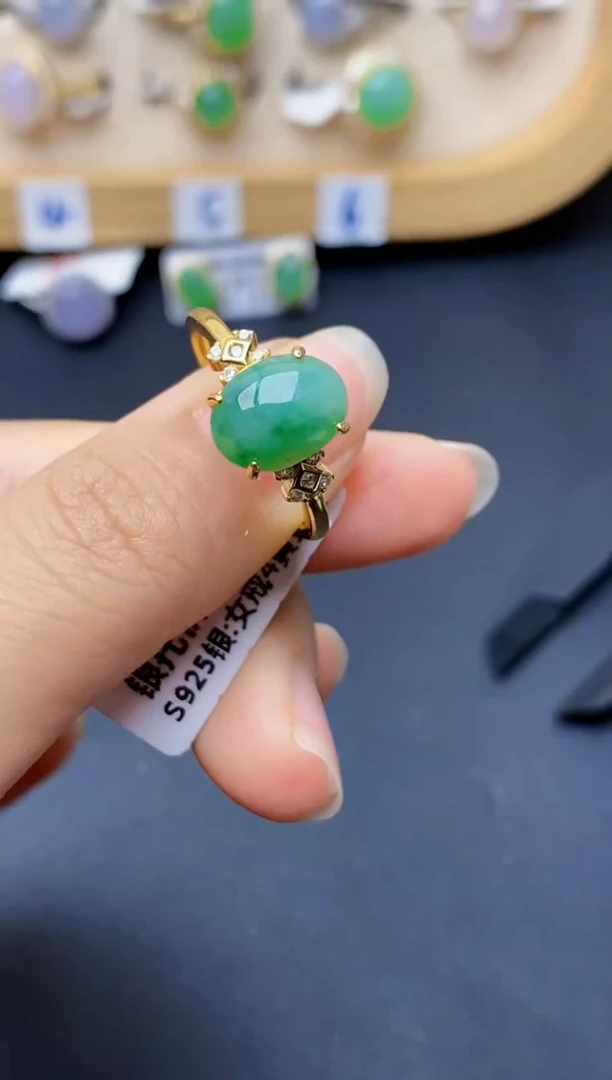 银S925镶嵌戒指翡翠5454