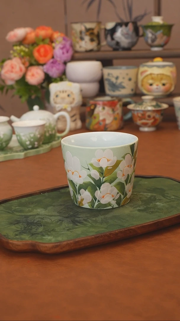 石一 山茶花猪口杯