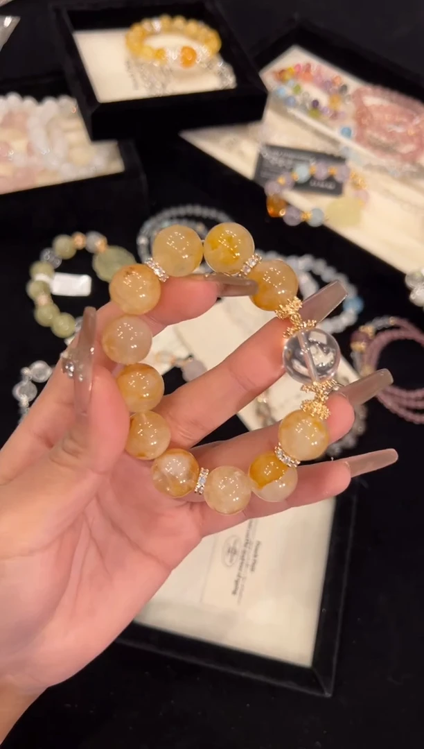 【闪购商品】水晶手链合金黄胶花手链x1338