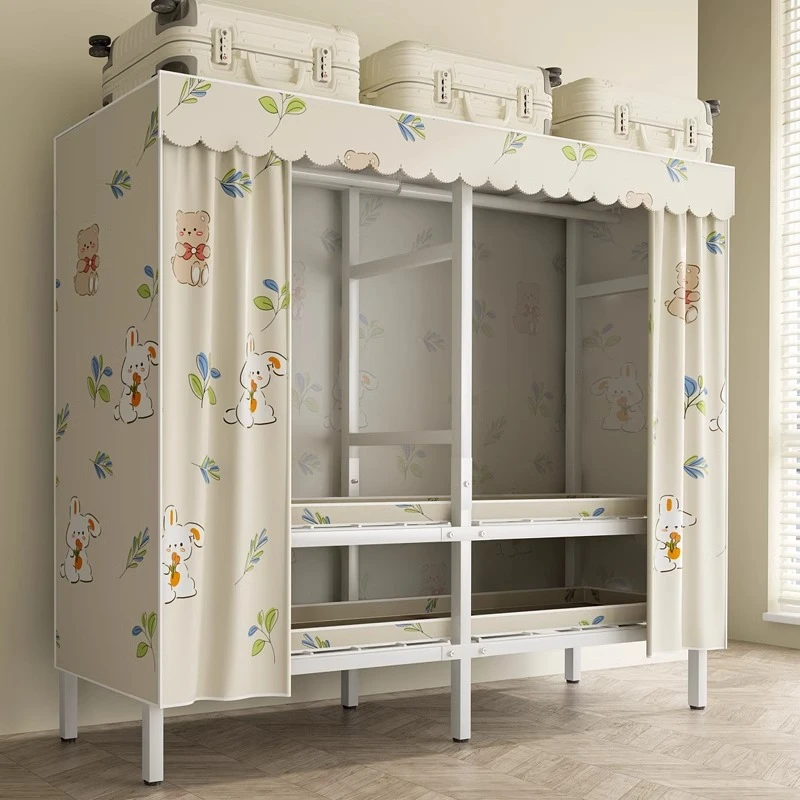 柜人乐简易衣柜家用卧室布衣柜出租房用结实耐用组装衣橱钢架柜子