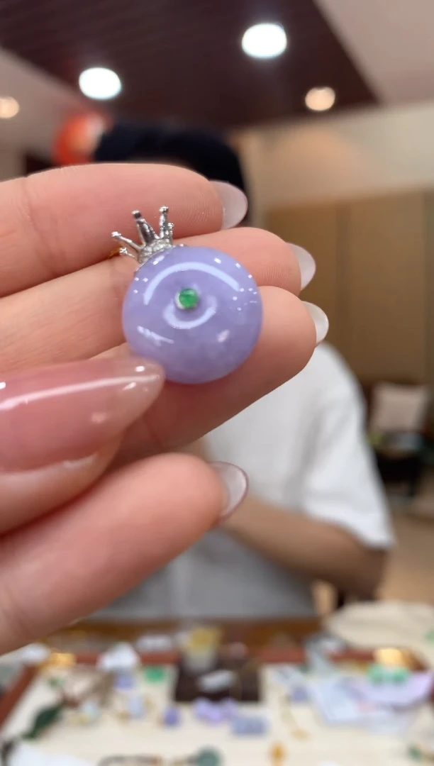 吊坠(不含链)18K金镶嵌翡翠平安扣