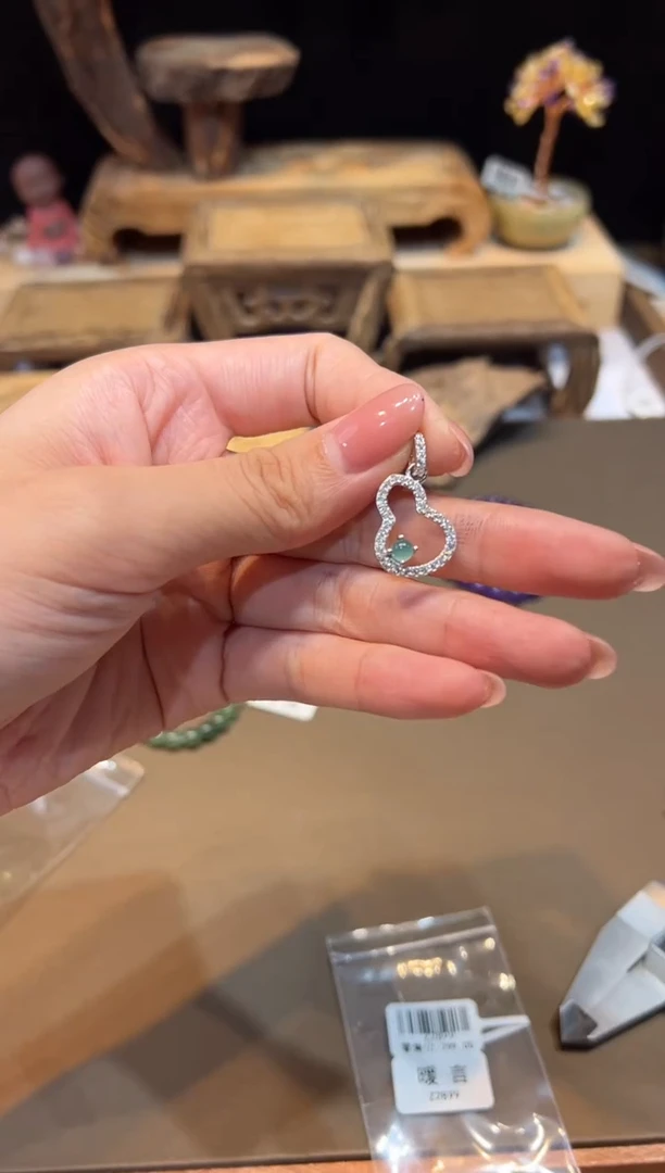 翡翠银S925镶嵌吊坠(不含链)手饰@@Z2899