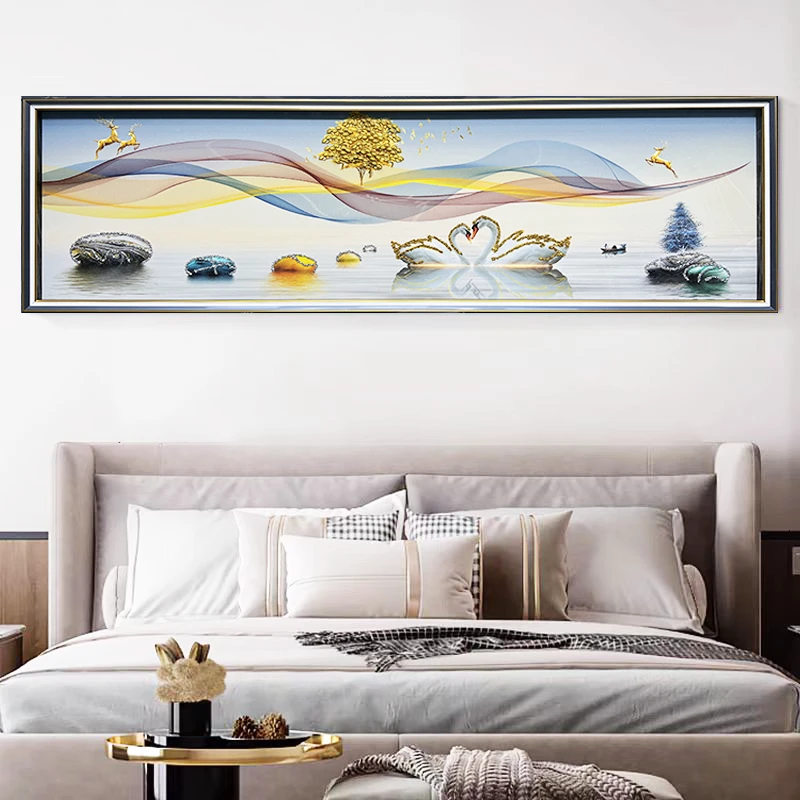 Q138天鹅现代简约卧室装饰画主卧房间墙壁挂画轻奢客厅床头画