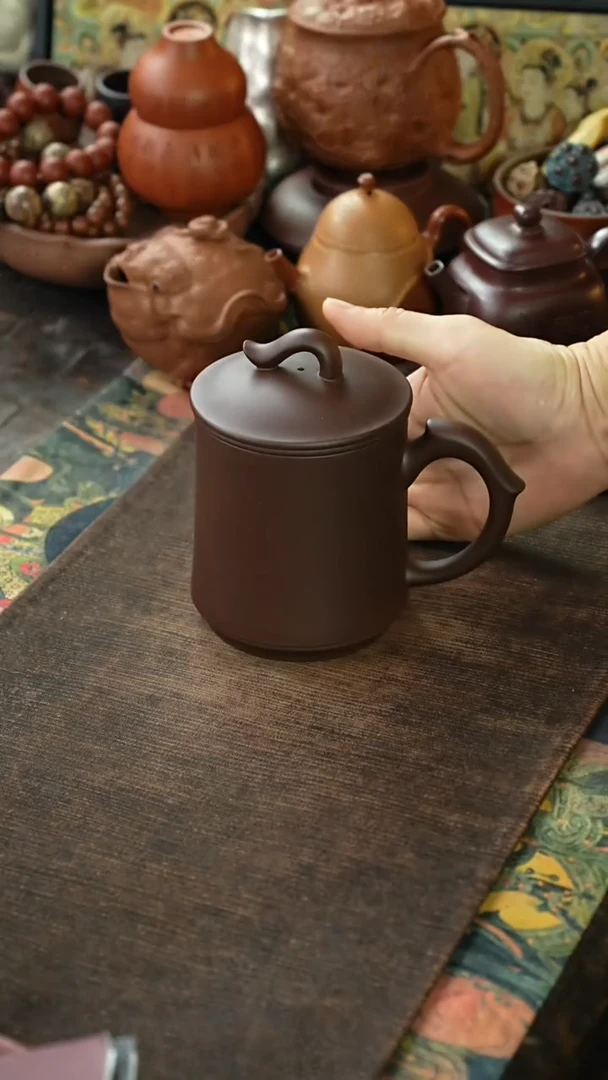 底槽清光素三件套带茶漏紫砂盖杯