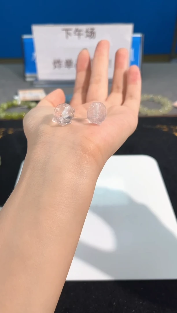 水晶手链未镶嵌11号粉水小猪单颗配件