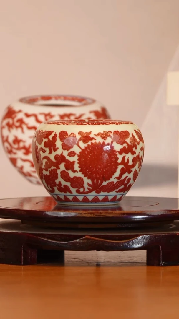 古窑御器全红釉里红苹果樽