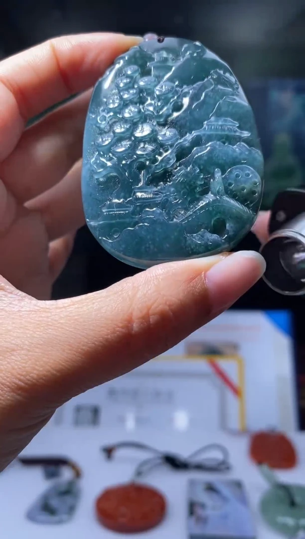 未镶嵌定制翡翠KK翡翠毛货吊坠-3