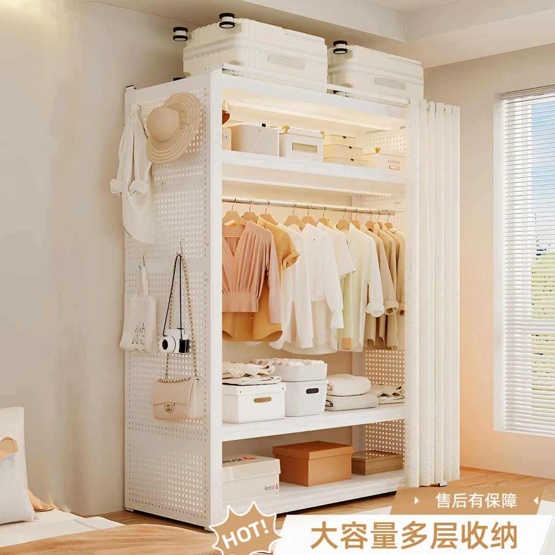 衣柜卧室简易金属衣柜2025新款货架式洞洞板组装衣服柜大容量多层