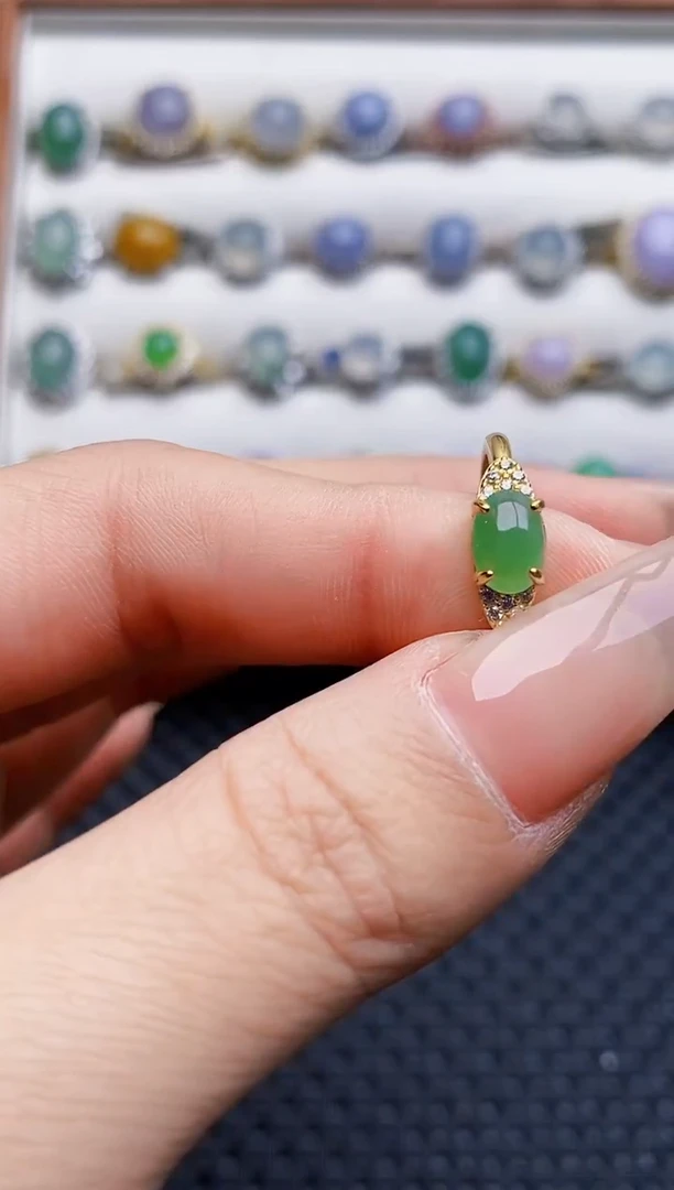 银S925镶嵌戒指翡翠3574