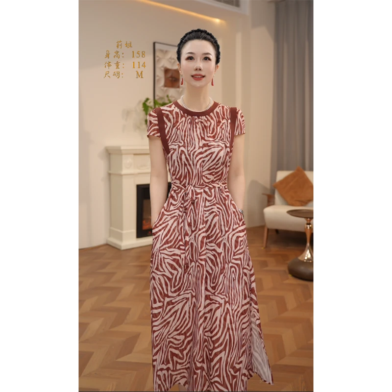 长裙夏季套头高腰百搭小飞袖连衣裙碎花时尚气质法式