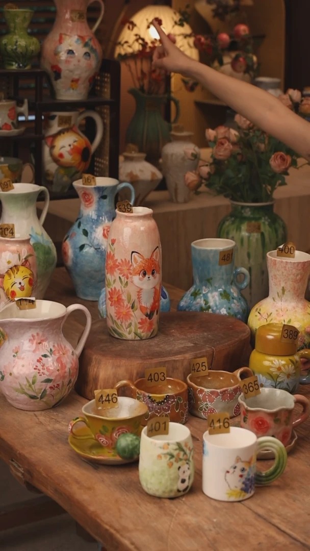 有机玻璃景德镇设计师手作花器摆件侘寂风539